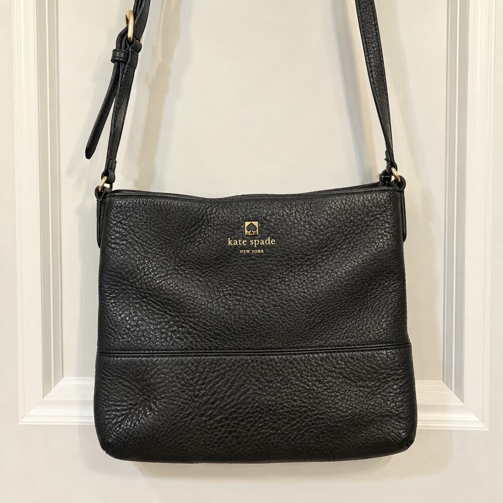 Kate Spade New York Black Pebbled Leather Crossbody Bag Gold Hardware